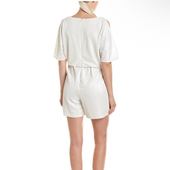 Aidan Mattox Ivory Sequin Short Sleeve Romper - Picture 4 of 15